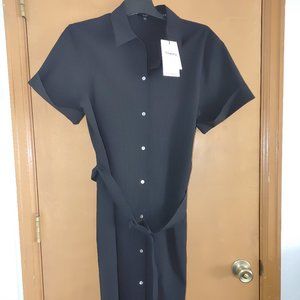 THEORY Woman's Wool Short Sleeves Belted Maxi Dress Size XL NWT
